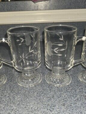 Princess House Heritage Pattern Irish Coffee Mugs, Set Of 4.